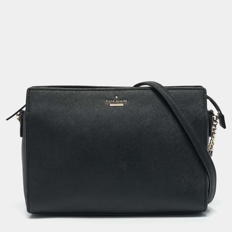 Pre Owned Kate Spade Black Saffiano Leather Cameron Street Zip Crossbody Bag