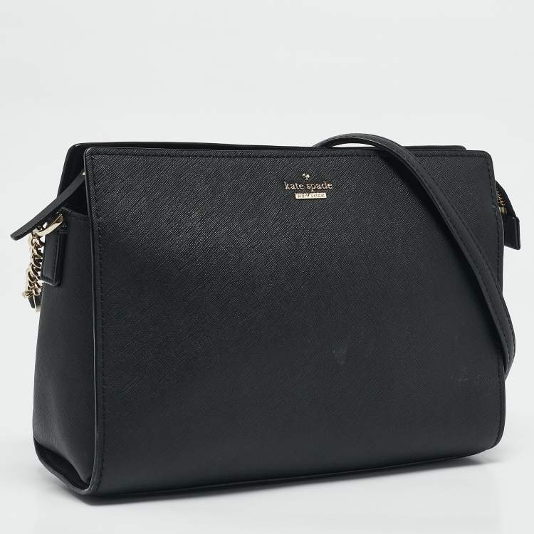 Pre Owned Kate Spade Black Saffiano Leather Cameron Street Zip Crossbody Bag