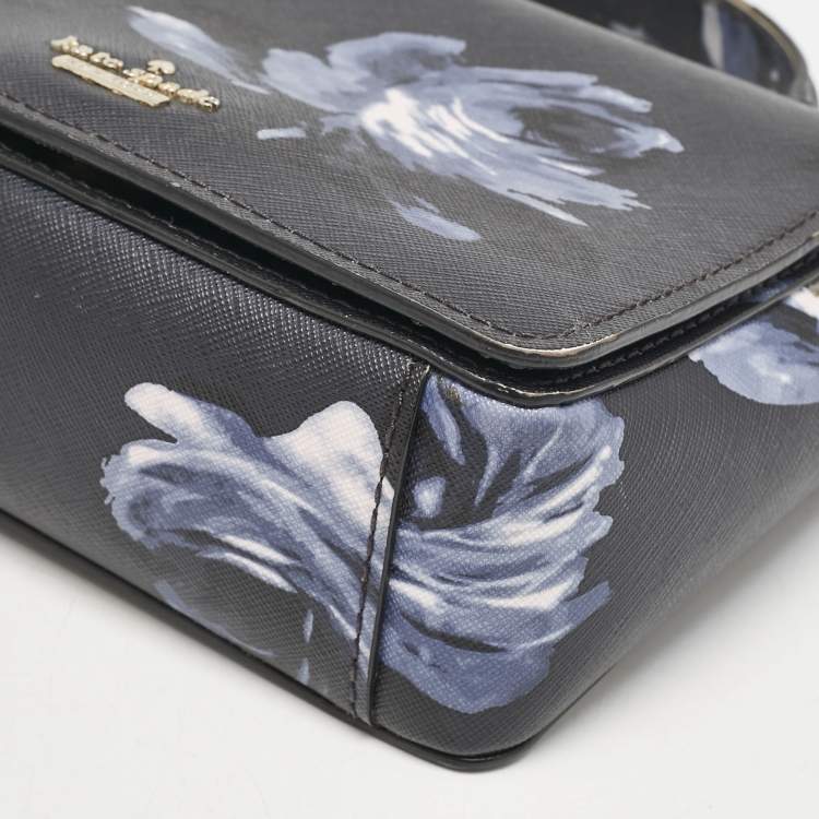 Pre Owned Kate Spade Black/Blue PVC Night Rose Cameron Street Hope Top Handle Bag
