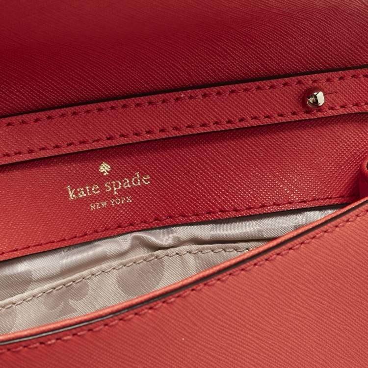 Pre Owned Kate Spade Red Leather Cedar Street Cami Crossbody Bag