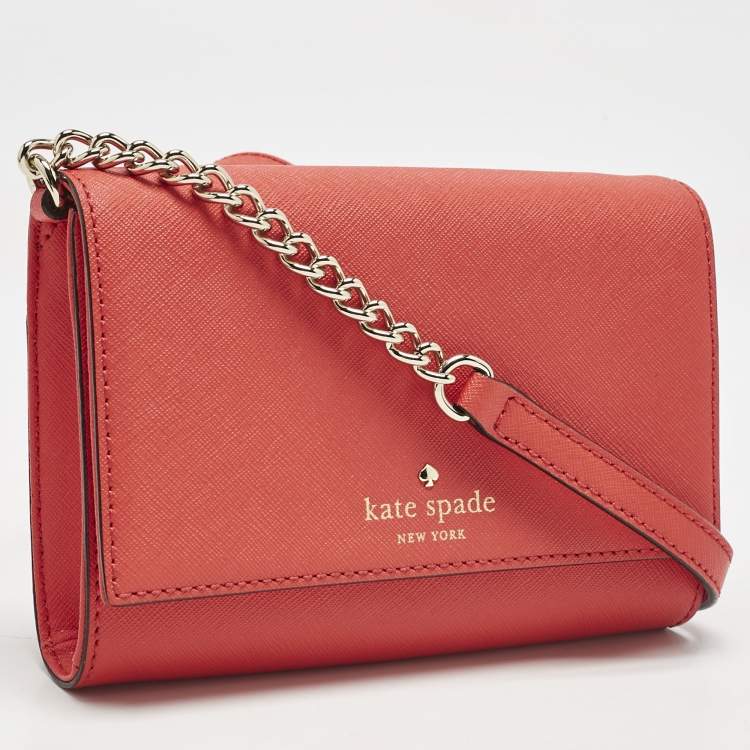 Pre Owned Kate Spade Red Leather Cedar Street Cami Crossbody Bag