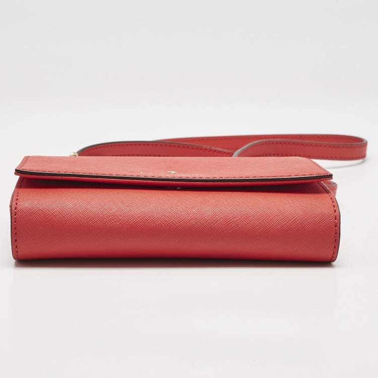 Pre Owned Kate Spade Red Leather Cedar Street Cami Crossbody Bag