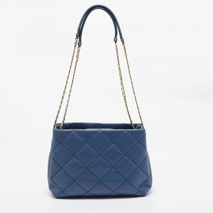 Pre Owned Kate Spade Blue Quilted Leather Emerson Place Phoebe Shoulder Bag