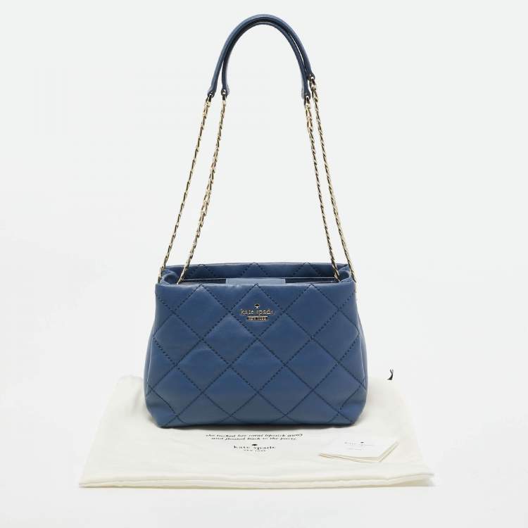 Pre Owned Kate Spade Blue Quilted Leather Emerson Place Phoebe Shoulder Bag