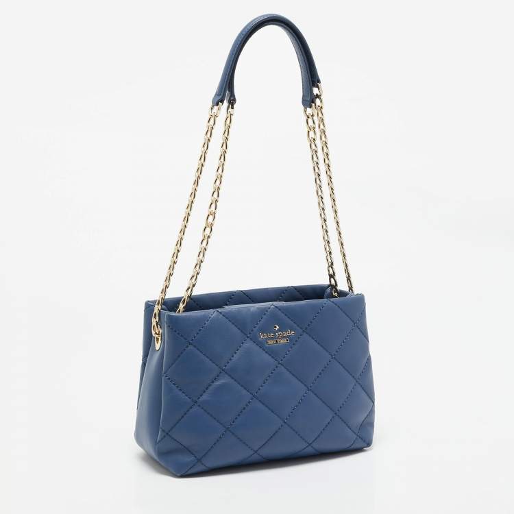 Pre Owned Kate Spade Blue Quilted Leather Emerson Place Phoebe Shoulder Bag