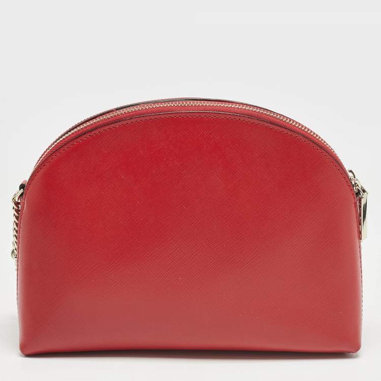 Pre Owned Kate Spade Red Leather Spencer Small Double Zip Crossbody Bag
