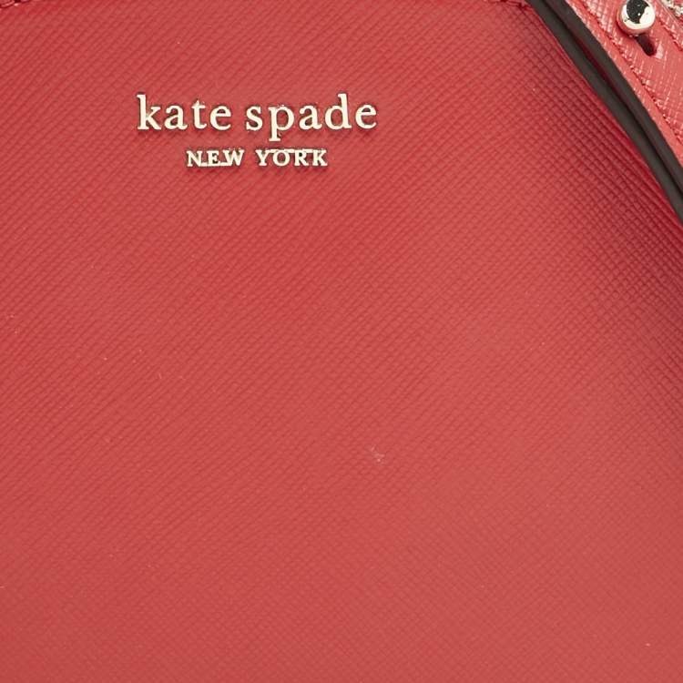 Pre Owned Kate Spade Red Leather Spencer Small Double Zip Crossbody Bag