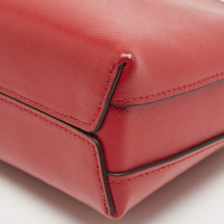 Pre Owned Kate Spade Red Leather Spencer Small Double Zip Crossbody Bag