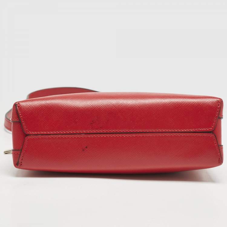 Pre Owned Kate Spade Red Leather Spencer Small Double Zip Crossbody Bag