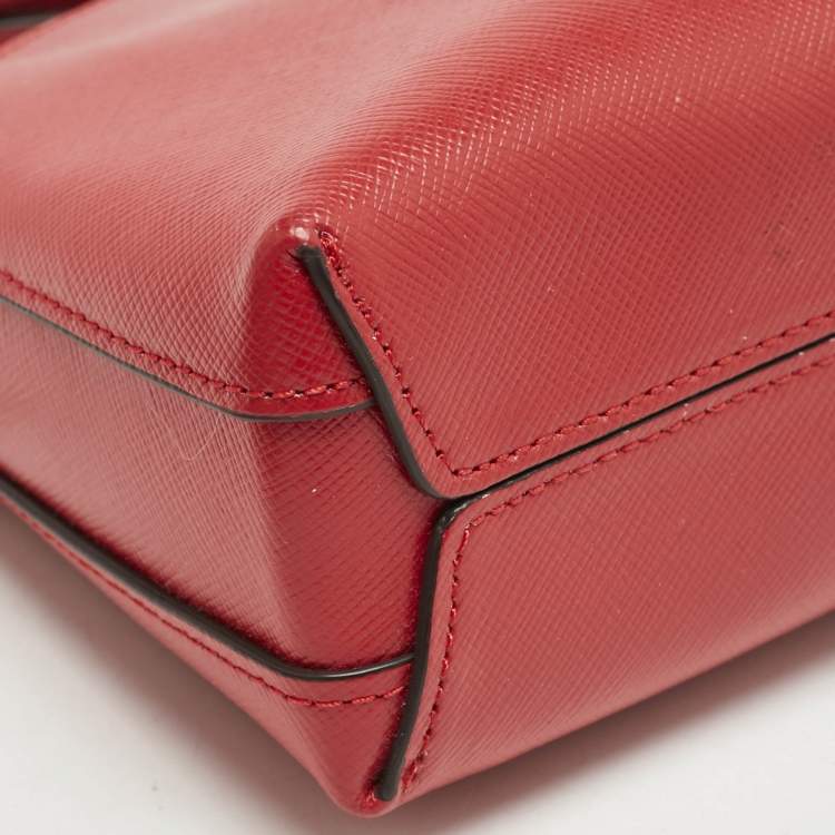 Pre Owned Kate Spade Red Leather Spencer Small Double Zip Crossbody Bag