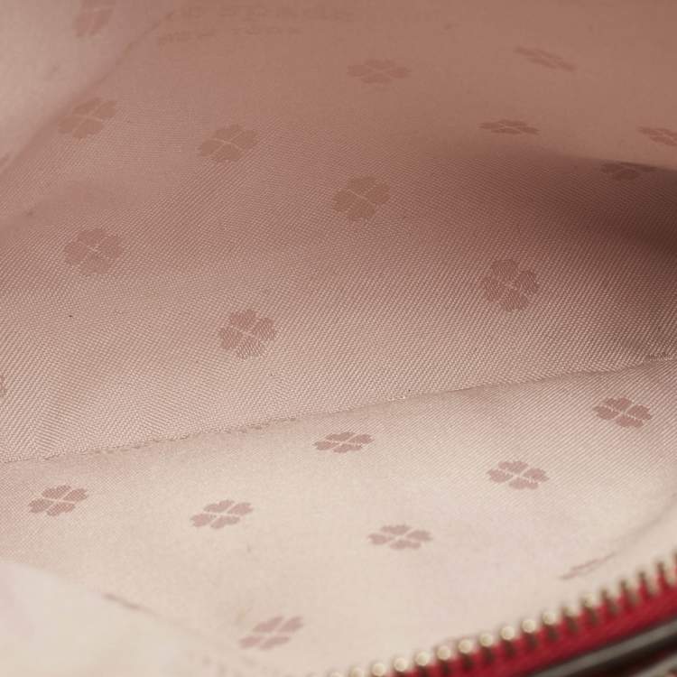 Pre Owned Kate Spade Red Leather Spencer Small Double Zip Crossbody Bag