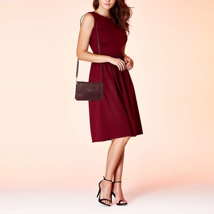 Pre Owned Kate Spade Burgundy Leather Knott Crossbody Bag
