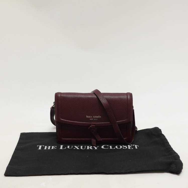 Pre Owned Kate Spade Burgundy Leather Knott Crossbody Bag