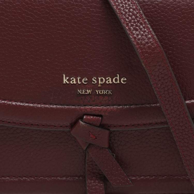 Pre Owned Kate Spade Burgundy Leather Knott Crossbody Bag