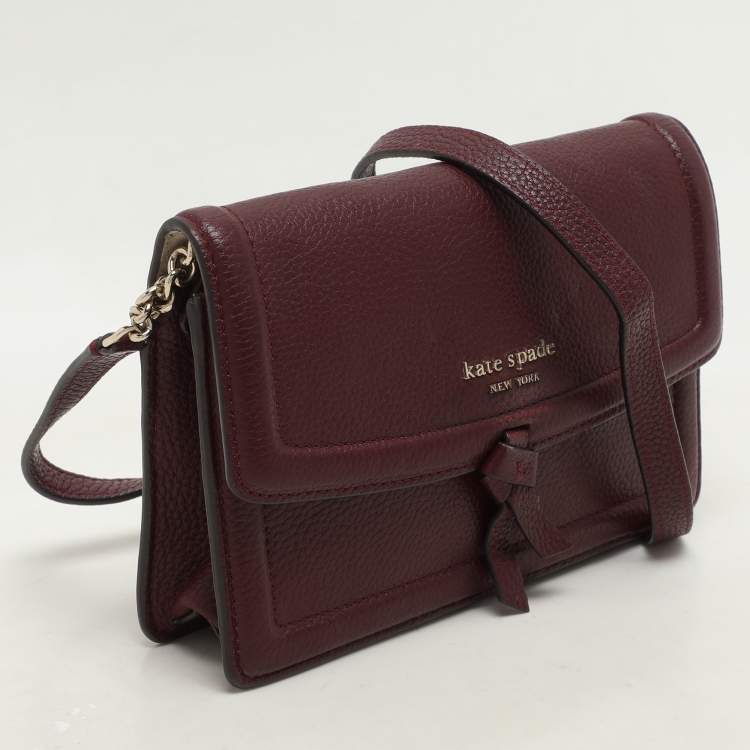 Pre Owned Kate Spade Burgundy Leather Knott Crossbody Bag