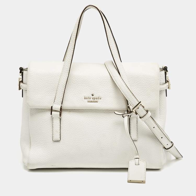 Pre Owned Kate Spade White Leather Holden Street Leslie Satchel
