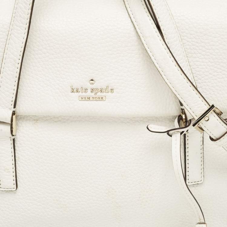 Pre Owned Kate Spade White Leather Holden Street Leslie Satchel