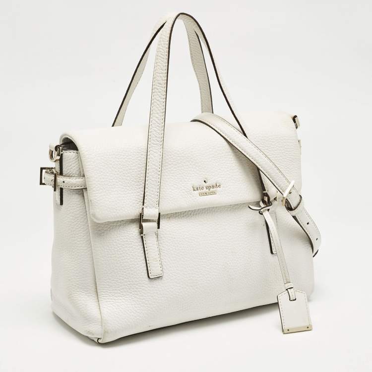 Pre Owned Kate Spade White Leather Holden Street Leslie Satchel