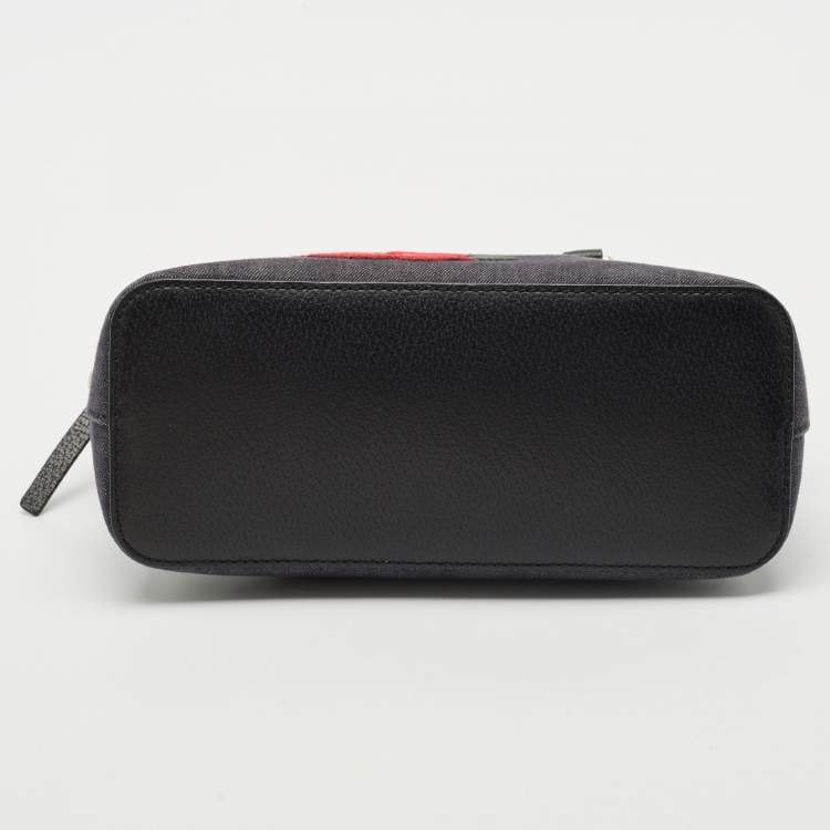Pre Owned Kate Spade Navy Blue Denim and Leather Mini Carli Groove Street Poppy Bag