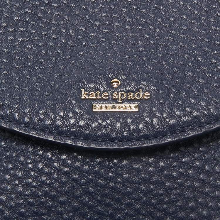 Pre Owned Kate Spade Navy Blue Pebbled Leather Murray Street Kim Top Handle Bag