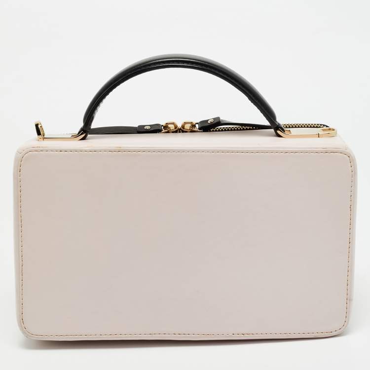 Pre Owned Kate Spade Pink/Black Faux Leather Jazz Things Up Boom Box Bag