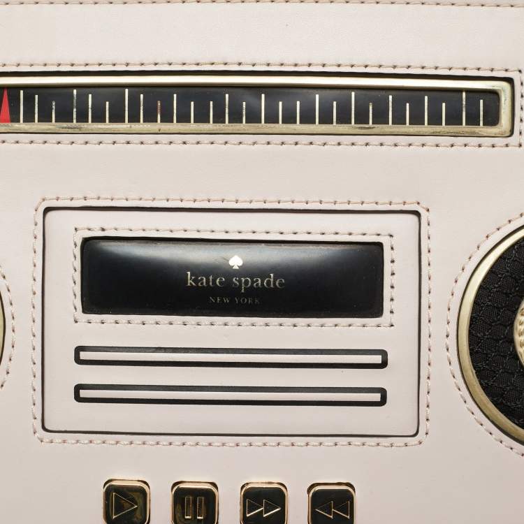 Pre Owned Kate Spade Pink/Black Faux Leather Jazz Things Up Boom Box Bag