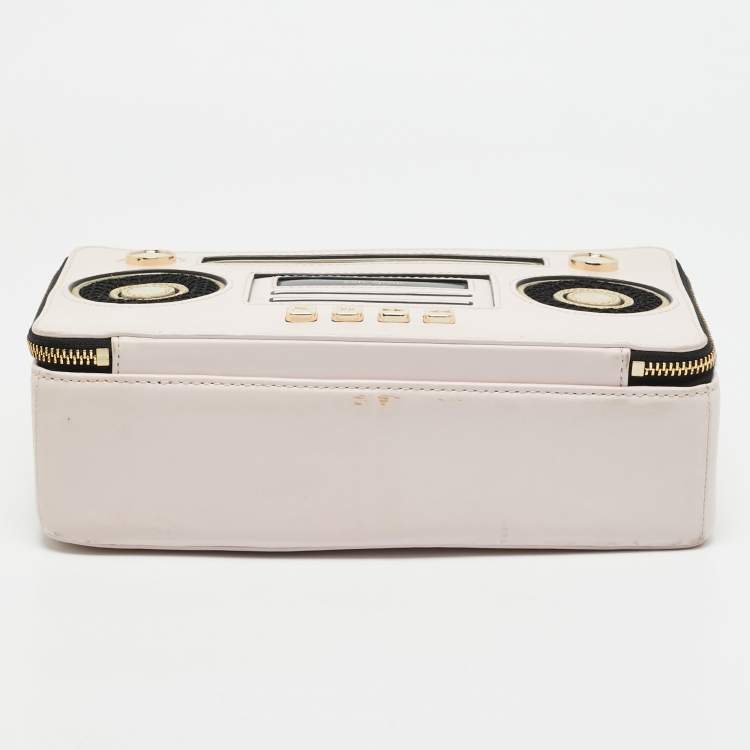 Pre Owned Kate Spade Pink/Black Faux Leather Jazz Things Up Boom Box Bag