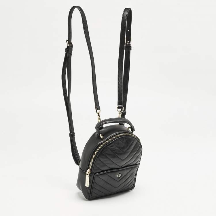 Pre Owned Kate Spade Black Quilted Leather Mini Polly Backpack