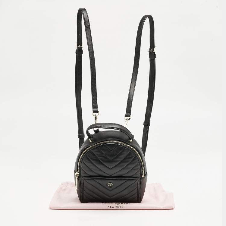 Pre Owned Kate Spade Black Quilted Leather Mini Polly Backpack