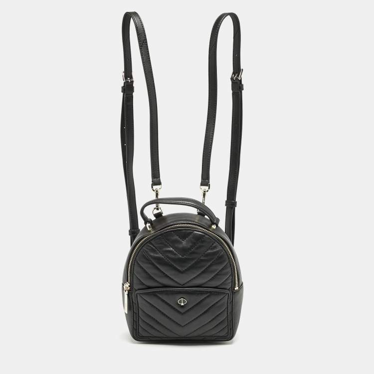 Pre Owned Kate Spade Black Quilted Leather Mini Polly Backpack