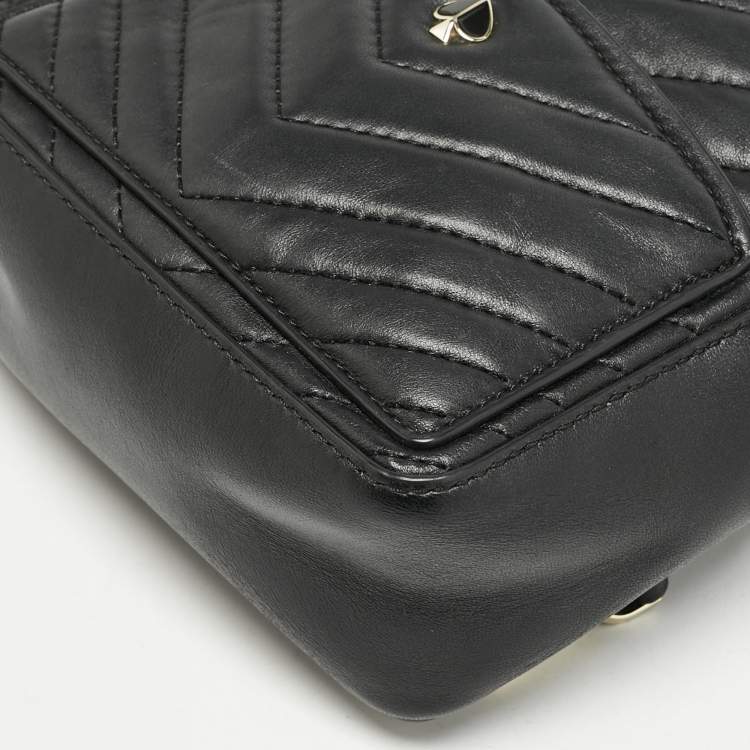 Pre Owned Kate Spade Black Quilted Leather Mini Polly Backpack