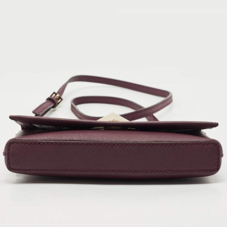 Pre Owned Kate Spade Burgundy Saffiano Leather Newbury Lane Sally Crossbody Bag
