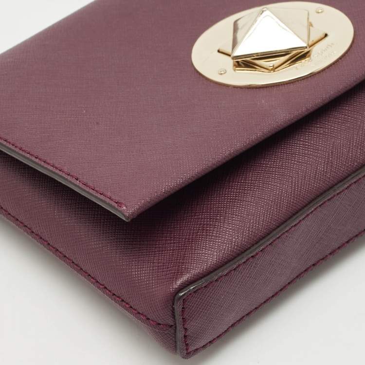 Pre Owned Kate Spade Burgundy Saffiano Leather Newbury Lane Sally Crossbody Bag