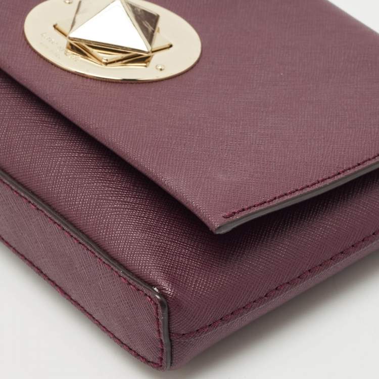 Pre Owned Kate Spade Burgundy Saffiano Leather Newbury Lane Sally Crossbody Bag