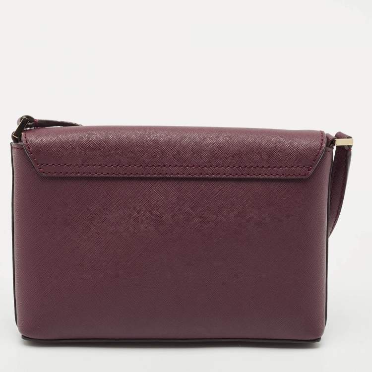 Pre Owned Kate Spade Burgundy Saffiano Leather Newbury Lane Sally Crossbody Bag