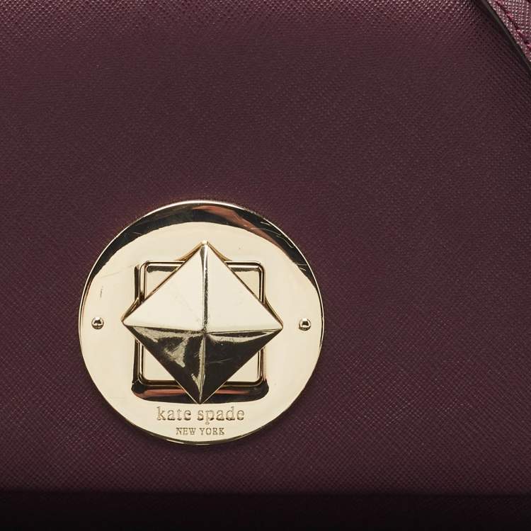 Pre Owned Kate Spade Burgundy Saffiano Leather Newbury Lane Sally Crossbody Bag