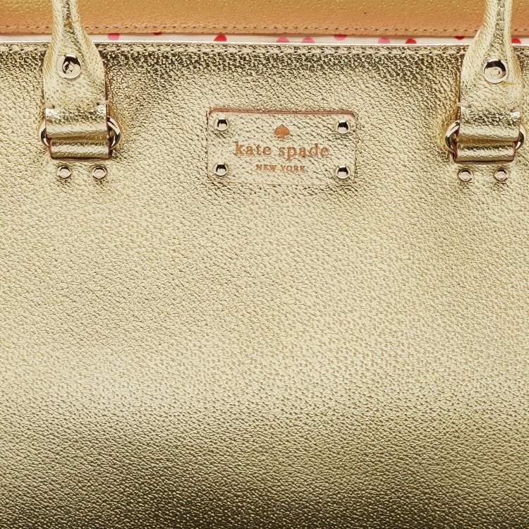 Pre Owned Kate Spade Gold Leather Quinn Wellesley Tote