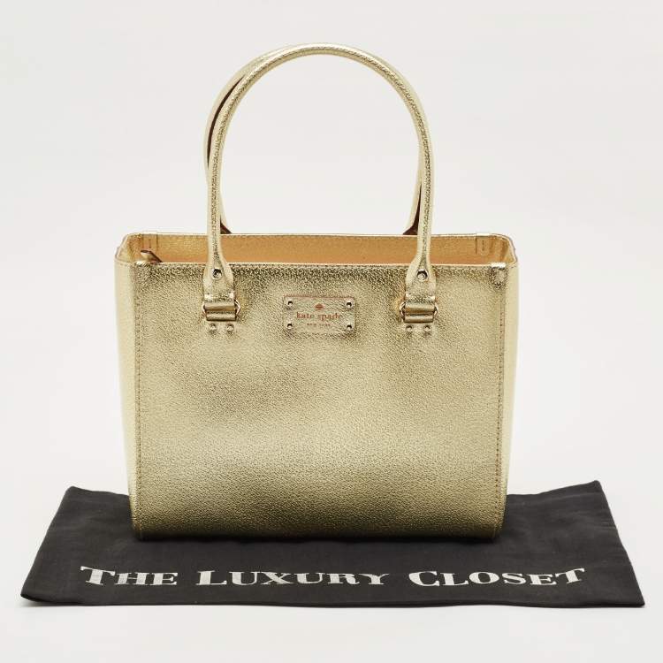 Pre Owned Kate Spade Gold Leather Quinn Wellesley Tote