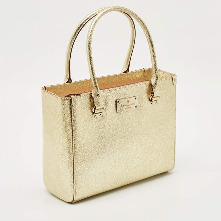 Pre Owned Kate Spade Gold Leather Quinn Wellesley Tote