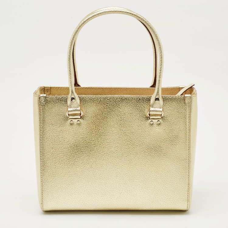 Pre Owned Kate Spade Gold Leather Quinn Wellesley Tote