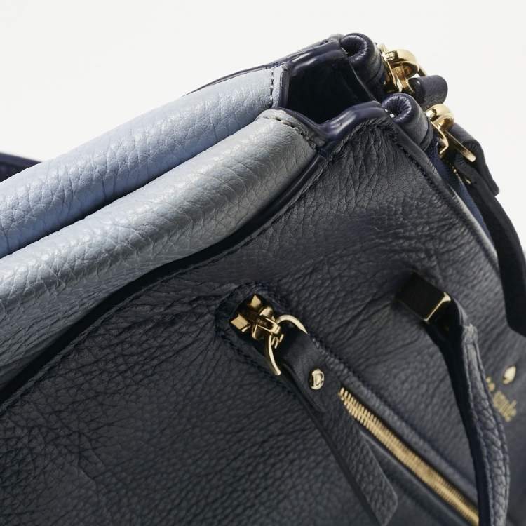 Pre Owned Kate Spade Two Tone Blue Leather Double Zip Tote