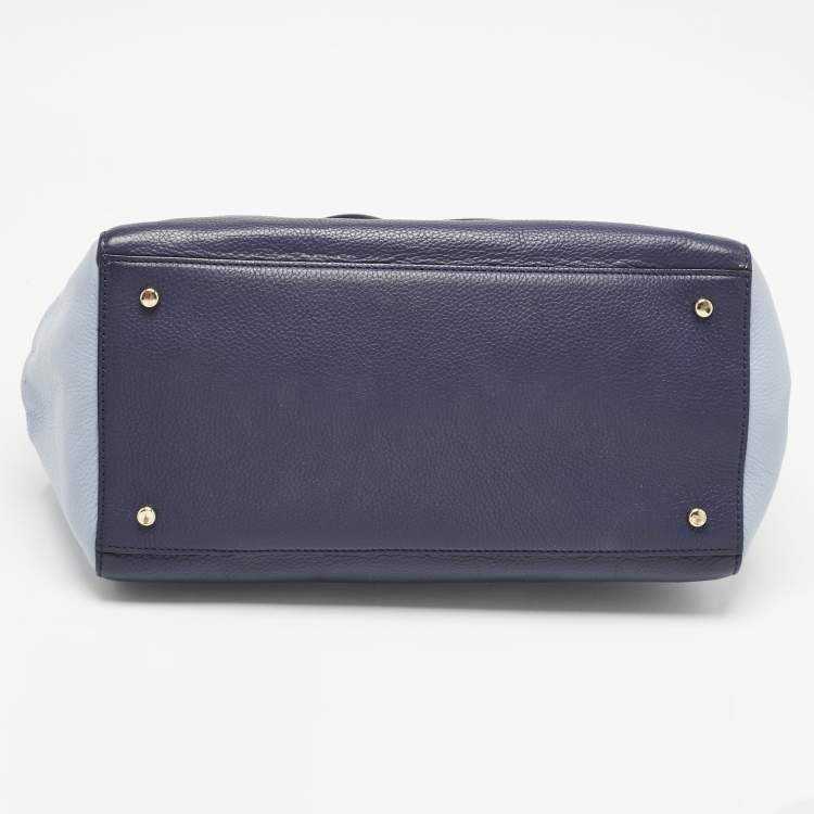 Pre Owned Kate Spade Two Tone Blue Leather Double Zip Tote