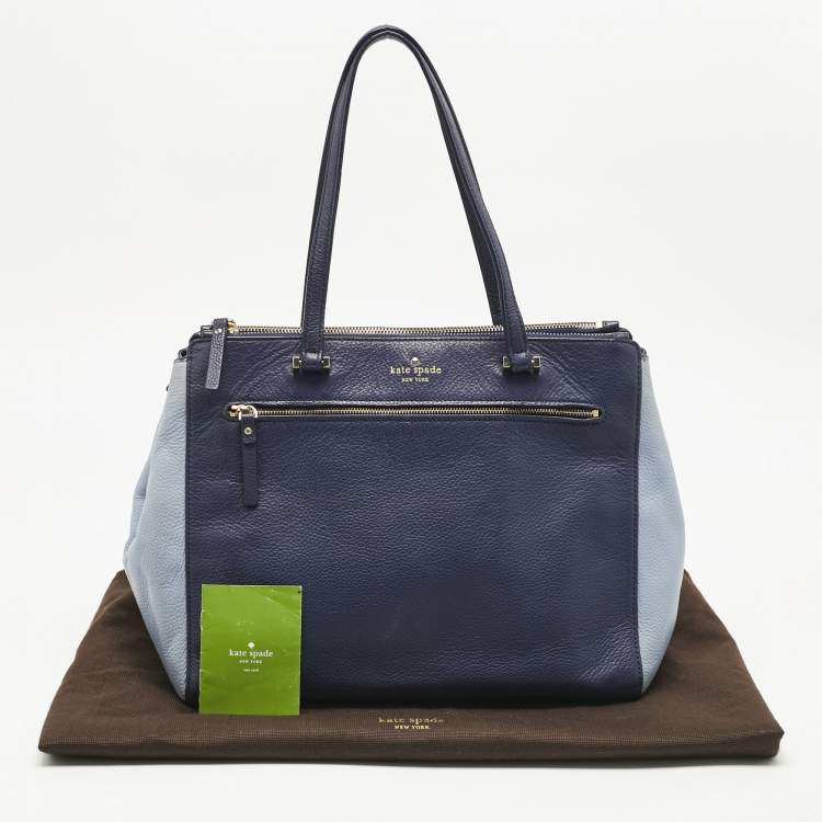 Pre Owned Kate Spade Two Tone Blue Leather Double Zip Tote