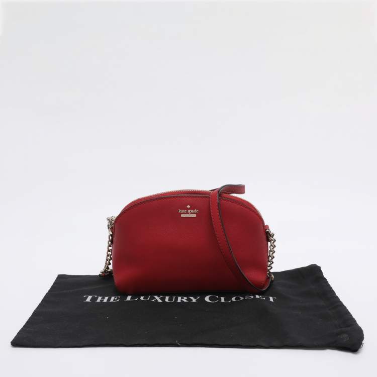 Pre Owned Kate Spade Red Leather Cameron Street Hilli Crossbody Bag