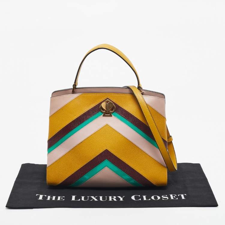 Pre Owned Kate Spade Multicolor Leather Medium Romy Intarsia Top Handle Bag