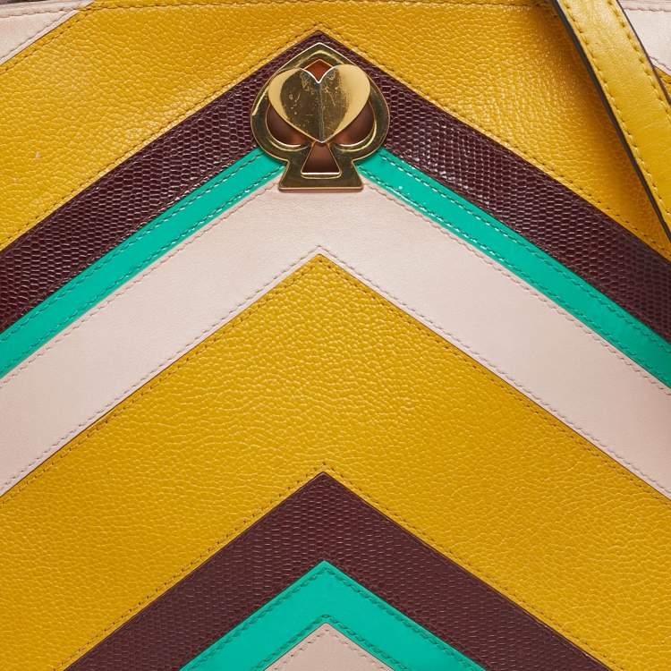 Pre Owned Kate Spade Multicolor Leather Medium Romy Intarsia Top Handle Bag