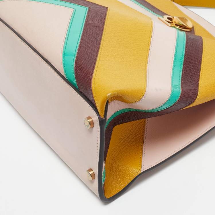 Pre Owned Kate Spade Multicolor Leather Medium Romy Intarsia Top Handle Bag