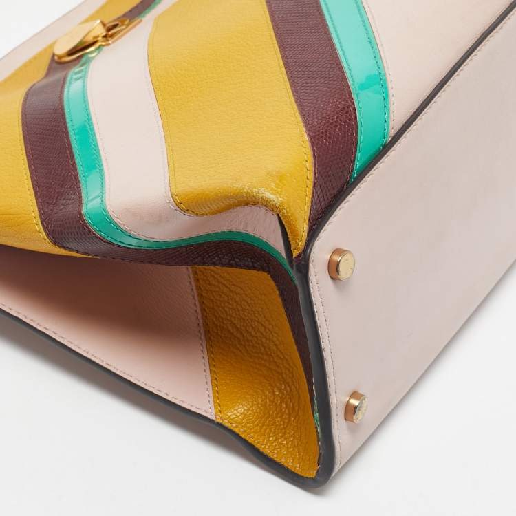 Pre Owned Kate Spade Multicolor Leather Medium Romy Intarsia Top Handle Bag