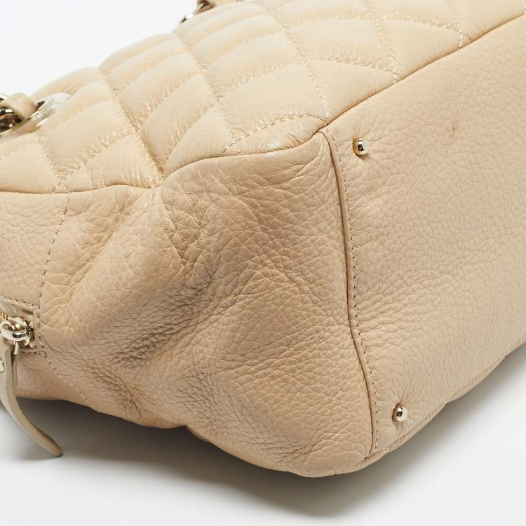 Pre Owned Kate Spade Light Beige Quilted Leather Elizabeth Satchel