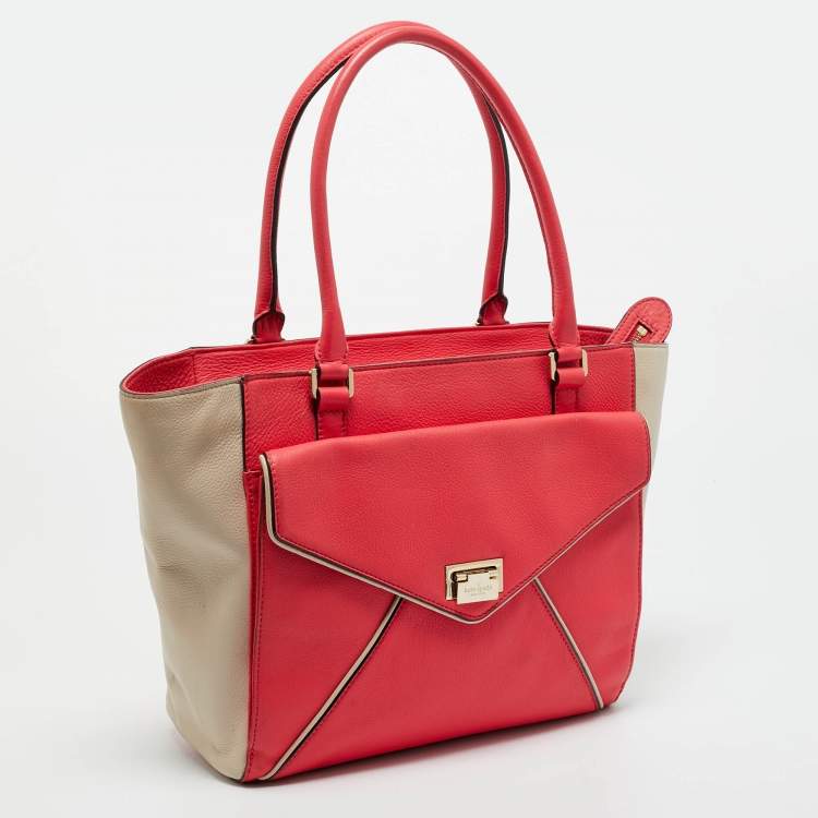 مملوكة مسبقًا Kate Spade Pink/Beige Leather Wesley Palace Johanna Tote